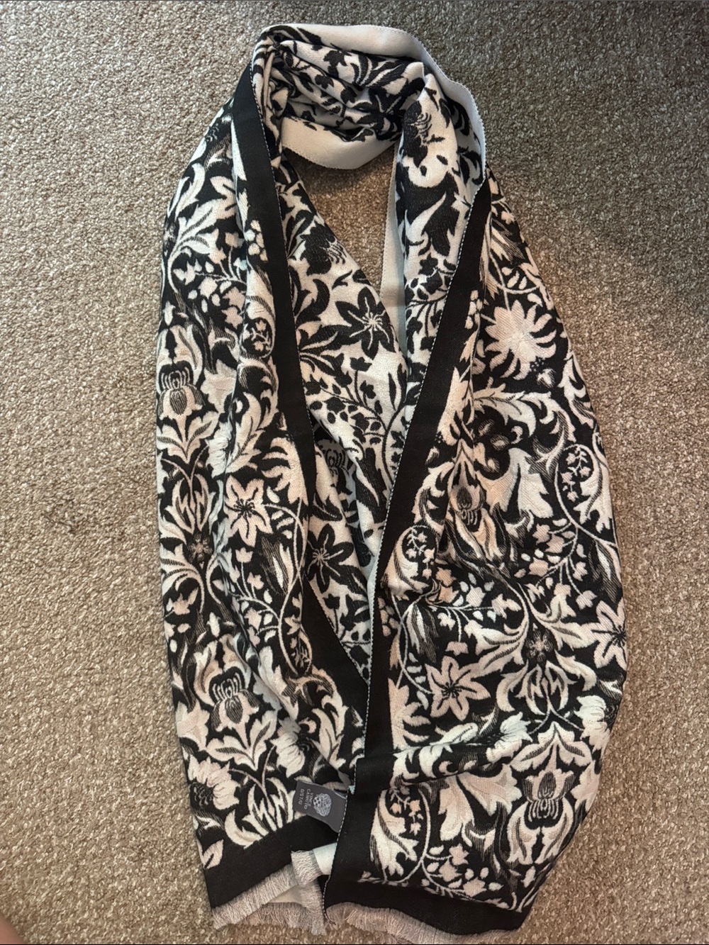 Vince Camuto Black and White Floral Wrap Scarf